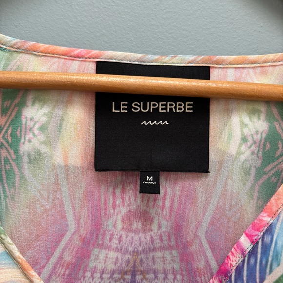 Le Superbe Good Vibrations Print Ruffle Blouse M - Picture 11 of 12